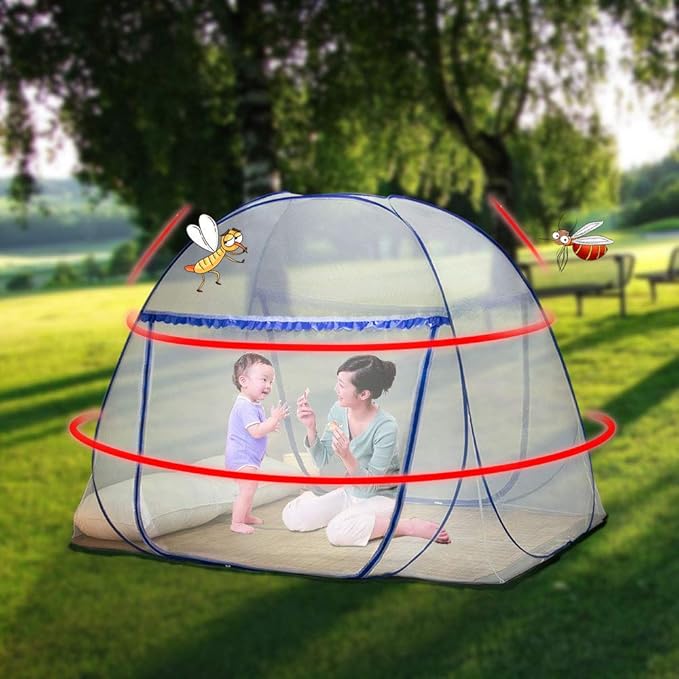 Pop-up Mosquito net Double Bed, L75xW47xH55in, Double Door Zip Portable Tent - Image 2