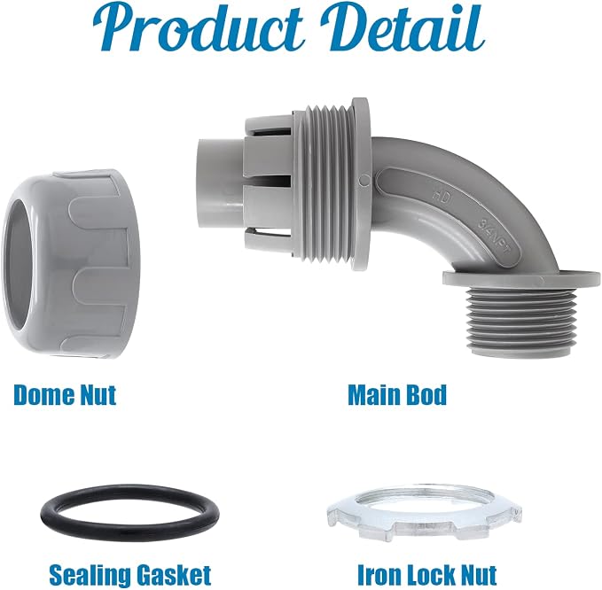 6Pcs 3/4 Inch NPT Liquid Tight Connector 90 Degree | Nonmetallic, Electrical - Image 4