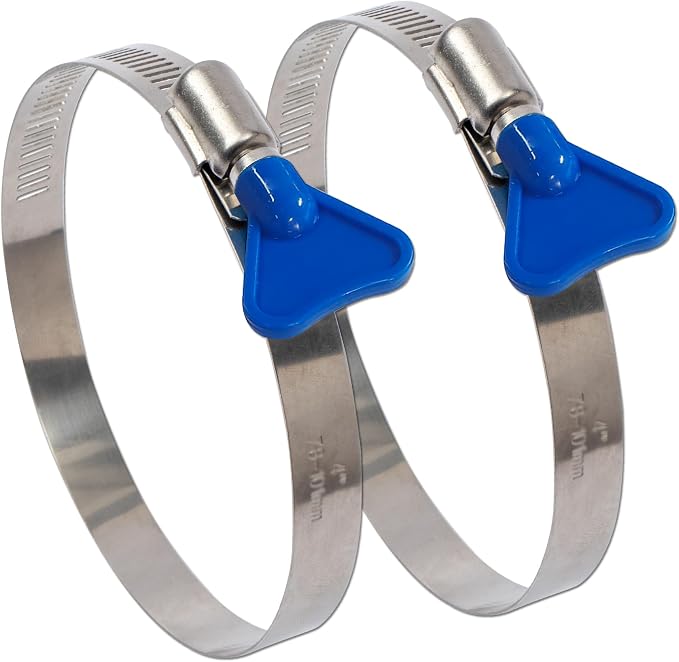 ISPINNER 2pcs 10 Inch Key-Type 304 Stainless Steel Worm Gear Hose Clamps - Image 2