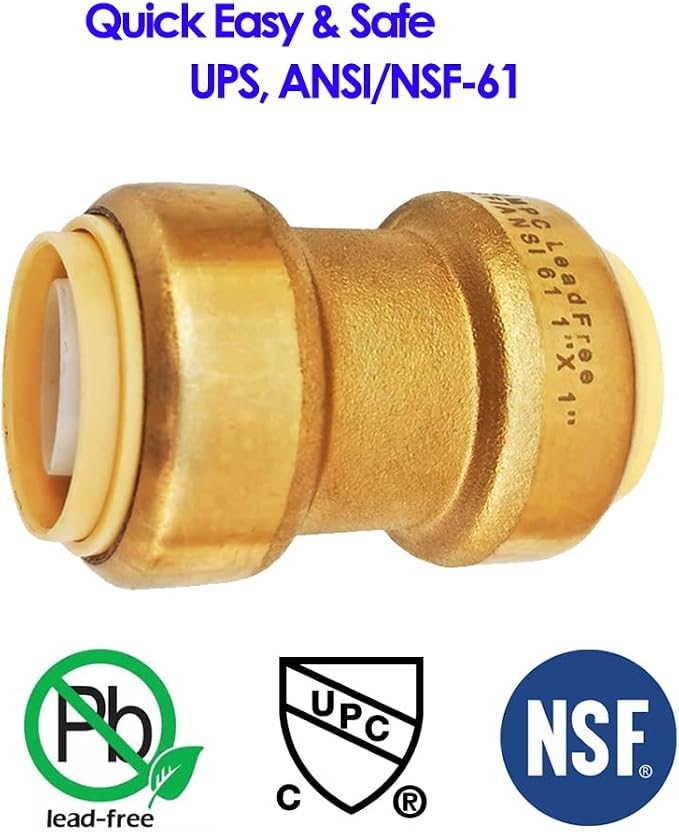 1" Pex Fitting Straight Coupling Push Fit PEX Fittings, Push-to-Connect Copper - Image 9