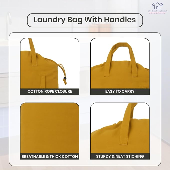 LFH Home Cotton Canvas Large Laundry Bag - Image 3