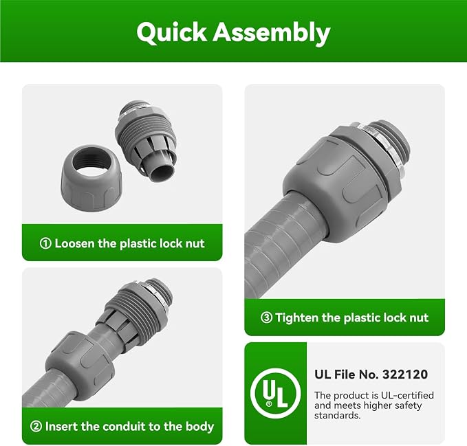 25 Ft Liquid-Tight Conduit and Connector Kit - Image 3