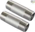 Beduan Stainless 3/8 NPT Male Threaded 2" Length Nipple Pipe Fitting 2 PCS | by Beduan