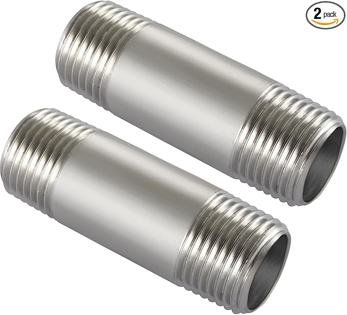 Beduan Stainless 3/4 NPT Male Threaded 2" Length Nipple Pipe Fitting 2 PCS | by Beduan