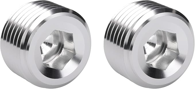 3/4 NPT Male Thread Allen Head Socket Pipe Plug Fitting Aluminum Silver by Podavelle