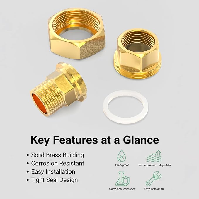 1PCS Brass Union，3/8" NPT Male x 3/8" NPT Female Brass Pipe Fitting - Image 7
