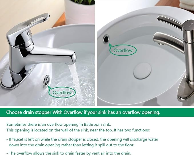 Purelux Bathroom Sink Drain Stopper Faucet Vanity Sink Pop Up Drain Assembly - Image 5