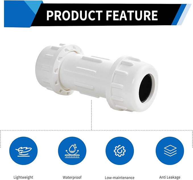 DONWARE 11/2-inch 2-Pack PVC Compression Coupling Cople de Compresión PVC | - Image 5