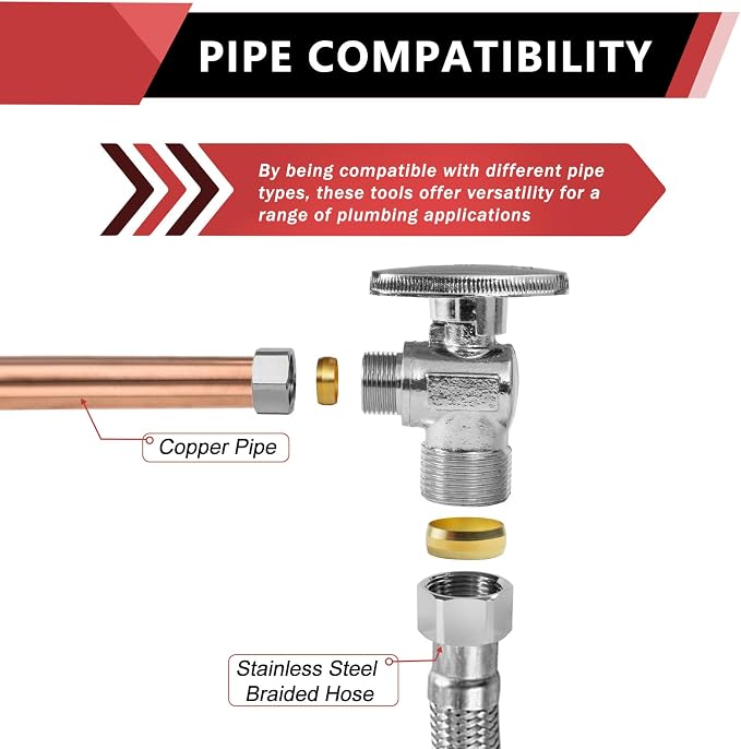 10PCS EFIELD Angle Stop Valve 1/2" Nominal Compression x 3/8" OD | 1/4 Turn - Image 4