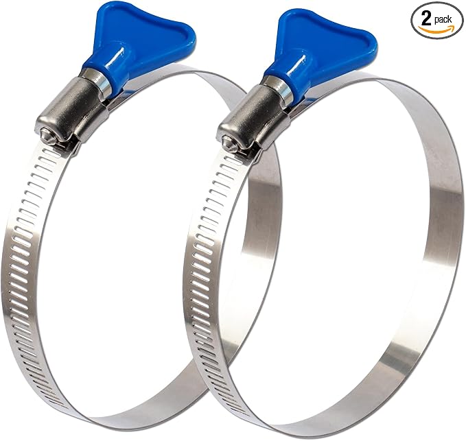 ISPINNER 2pcs 4 Inch Key-Type 304 Stainless Steel Worm Gear Hose Clamps by ISPINNER