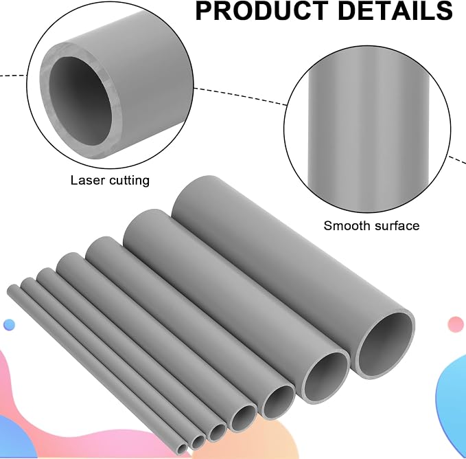6Pcs 1 Inch Grey Electrical Conduit PVC Pipe 17" Long Sch40 PVC Rigid Tube - Image 5