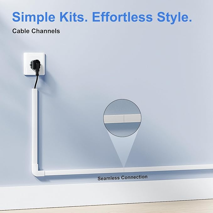 Yecaye Cord Covers for Wires on Wall, W0.95in H0.55in, Medium Cord Organizer - Image 5