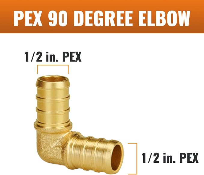 1/2 Inch 90 Degree Elbow, Brass PEX Fittings - Image 2
