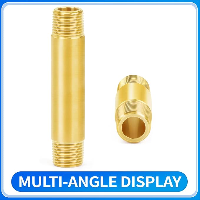 ChillWaves Brass Pipe Fitting, Long Nipple Pipe 1/4" NPT Male x 1/4" NPT Male - Image 3