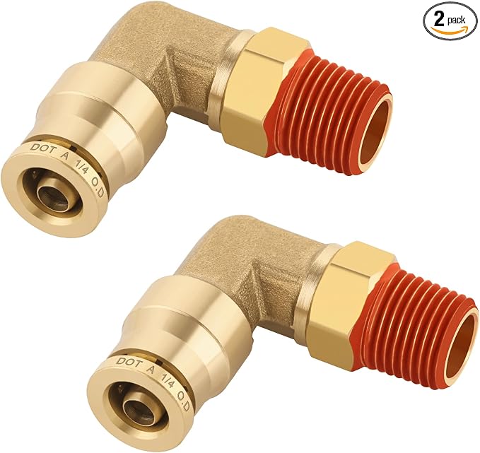 90° Swivel Male Elbow, 1/4" Tube x 1/8" NPT, DOT Approved 2PCS | by BOERAY