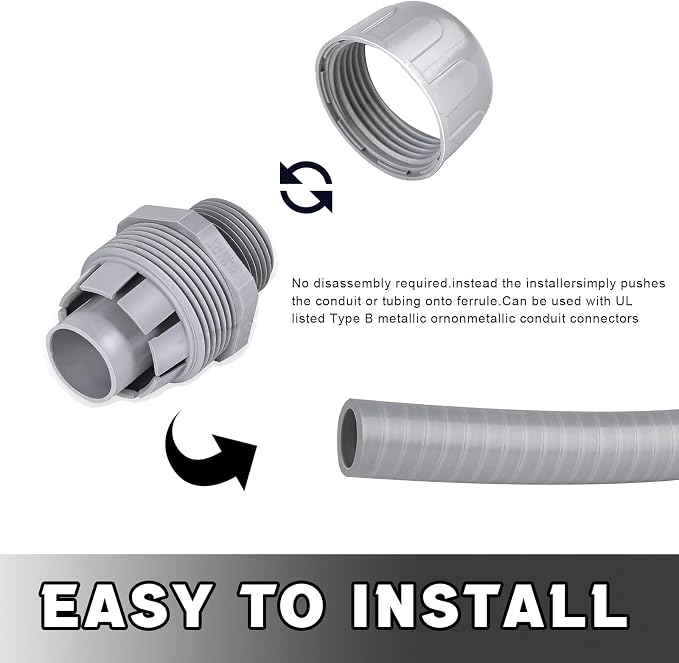 3/4 inch Liquid Tight Connector PVC Flexible Conduit Connector, Straight 180 - Image 4