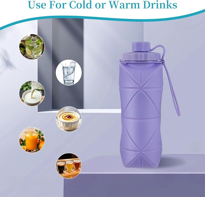 Silicone Collapsible Water Bottles, Lightweight Reusable Leakproof - Image 2