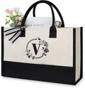 TOPDesign Personalized Initial Jute/Canvas Beach Bag, Monogrammed Gift Tote Bag by TOPDesign