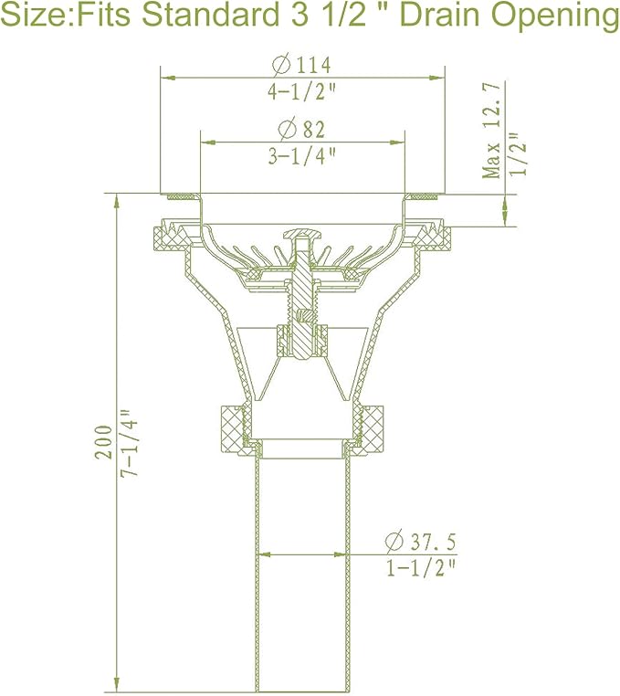 3-1/2'' Kitchen Sink Drain Kit Sink Drain Basket Sink Drain Assembly 304 - Image 6