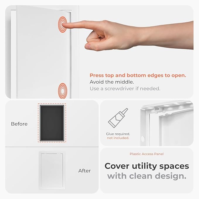 8x16 Inch White Access Panel for Drywall – ABS Plastic Square Wall, Ceiling - Image 3