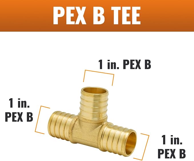 12-Pack 1 Inch PEX Tee Fittings | Brass - Image 2