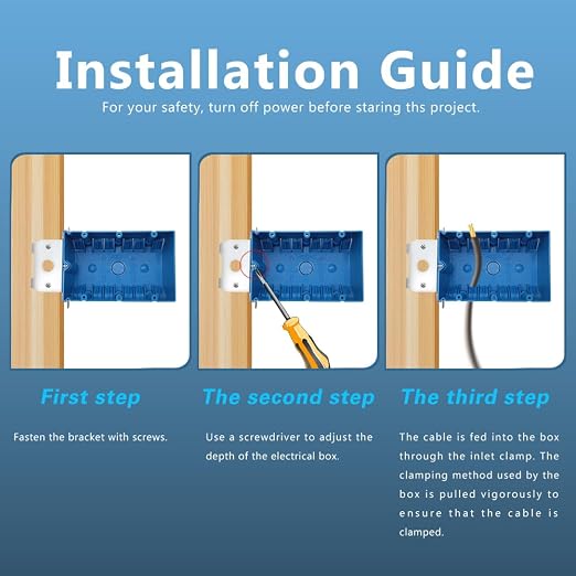PVC Blue Adjustable Electrical Box Outlet, 49 Cu.in.Adjustable 3 Gang - Image 4