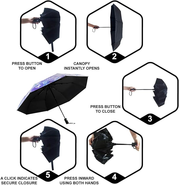 SY COMPACT Travel Umbrella Windproof Automatic Umbrellas Small Compact UV Sun - Image 3