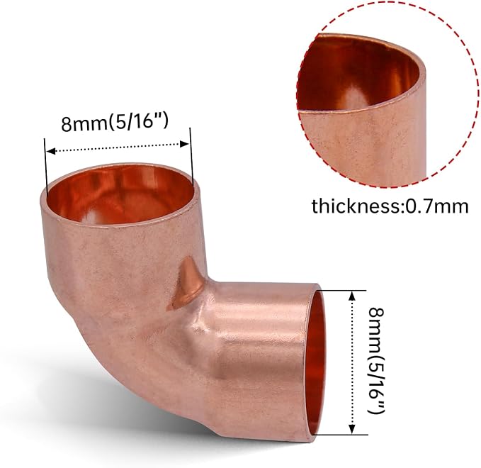 5/16" Copper Elbow，90 Degree Copper Fitting Welding Joint - Image 2