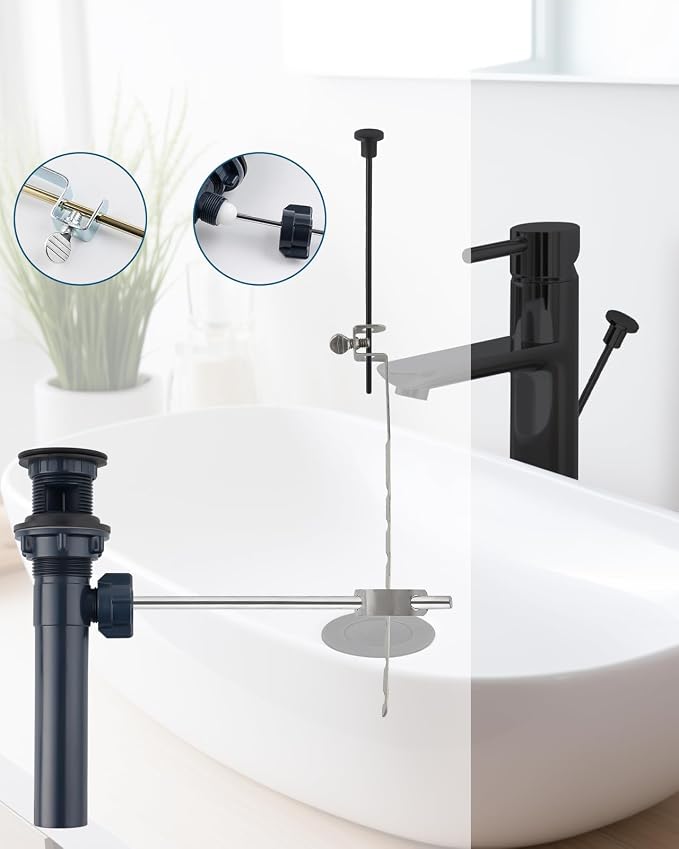2PCS Bathroom Sink Drain with Lift Rod, Universal Fit, Oil Rubbed Bronze - Image 2