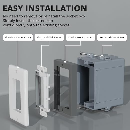 ABS 1/2 Inch Outlet Box Extender, Single Gang, 2 Pack | Single Gang Outlet Box - Image 4