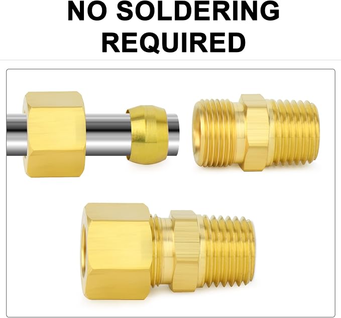 ChillWaves Brass Compression Tube Fitting, 3/8" OD x 1/4" NPT Male Compression - Image 4