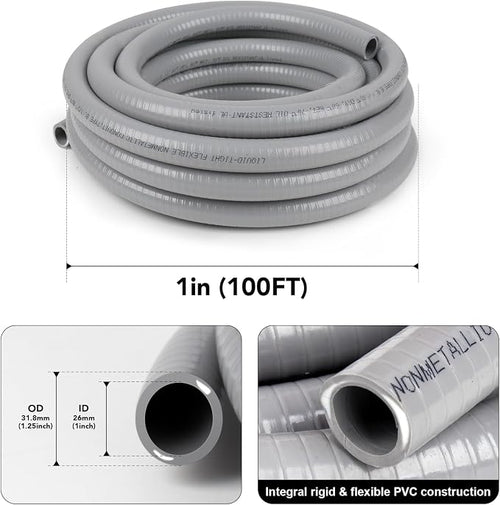 1 inch 100ft Liquid-Tight Conduit and Connector Kit, Flexible Non-Metallic - Image 2