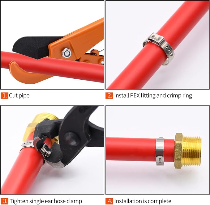 50 Pack 3/4" PEX Cinch Clamps, Stainless Steel Single Ear Hose Clamps - Image 4