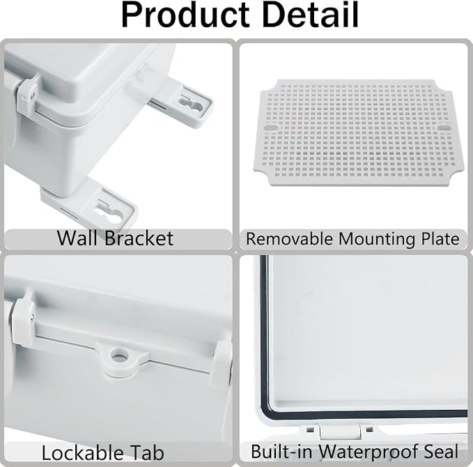 Junction Box, Hinged Grey Clear Cover IP67 Waterproof ABS Project Box - Image 4