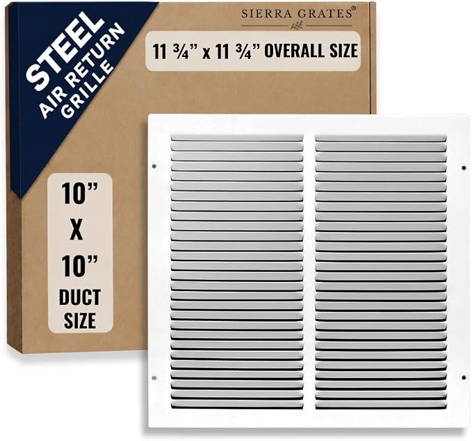 10 x 10 Inch Return Air Vent Cover, Solid Steel HVAC Grille - Image 2