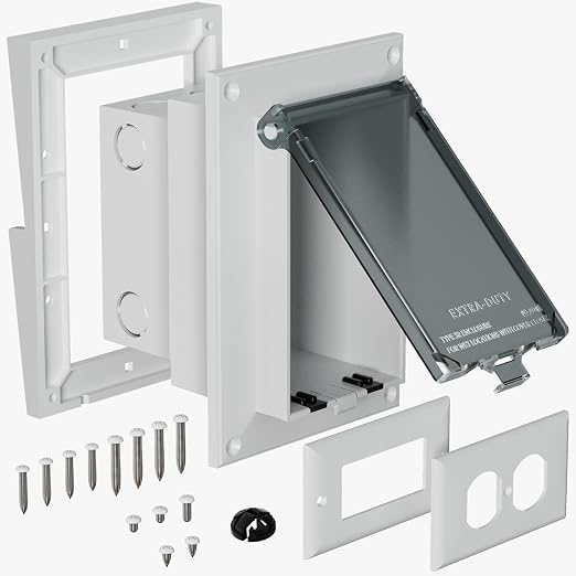 Recessed Outlet Box, DBVR141C-1 Low Profile Electrical Outlet Box by VinylSidingMountingBlock