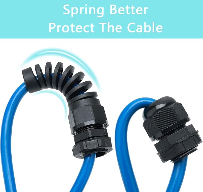76 Pcs PG7~21 Kit Cable Gland 3-18mm Nylon Strain Relief Spring IP68 PA66 | - Image 4