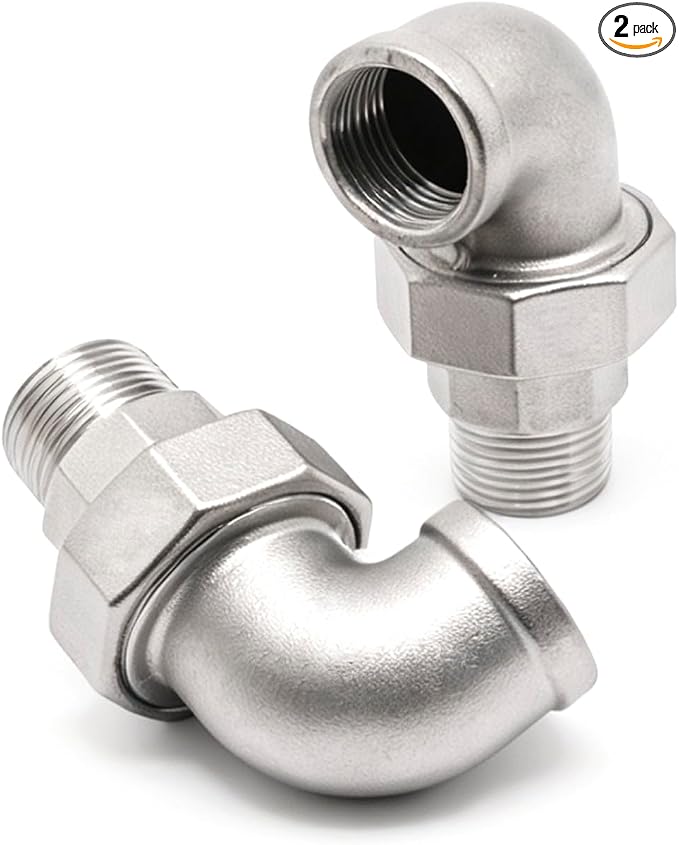 2 Pcs 304 Stainless Steel 90 Degree Elbow Union, 3/4" NPT Threaded Female x by GDFYMIImproveLifeHappyLife