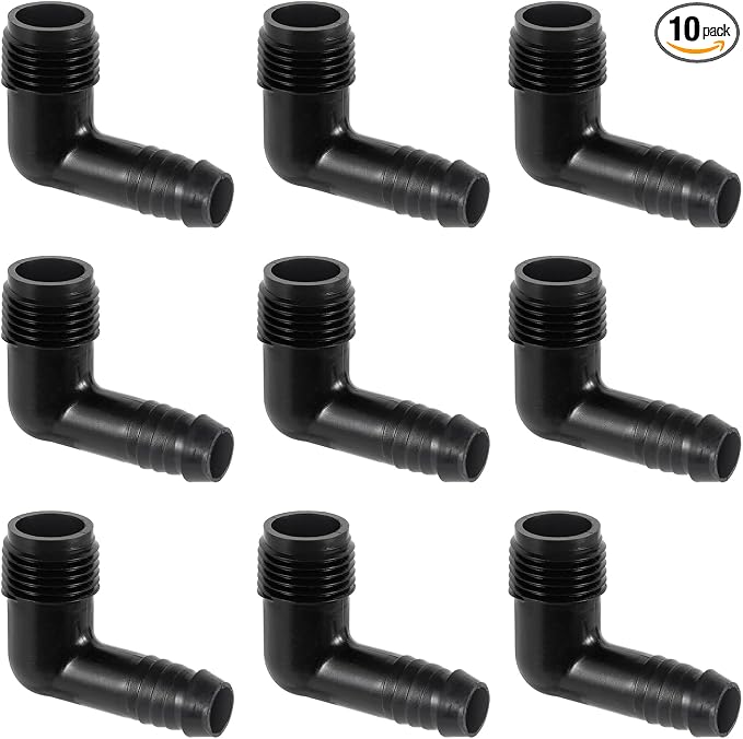 10pc Drip Irrigation Adapter 1/2"X1/2" 90-Degree Elbow NPT Male Pipe Fitting | by NFAMRZCAR