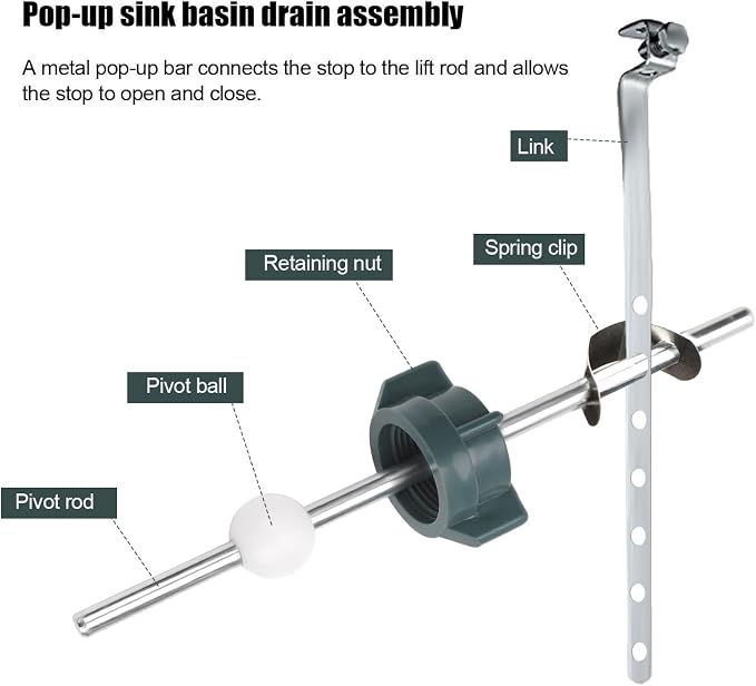 Sink Ball/Pivot Rod Replacement Parts Bathroom Sink Drain Stopper Kit - Image 5