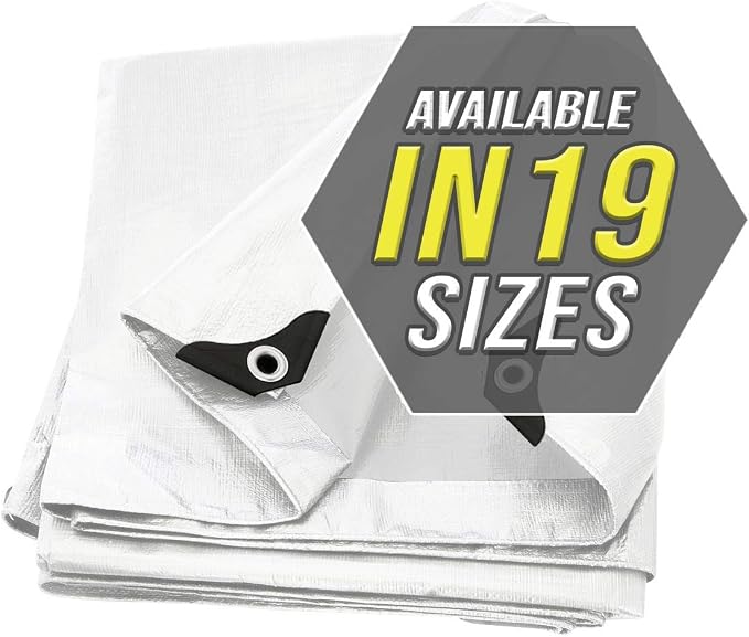 Trademark Supplies Tarp Cover White 2-Pack Heavy Duty 20 Mill Thick Material by Trademark+Supplies