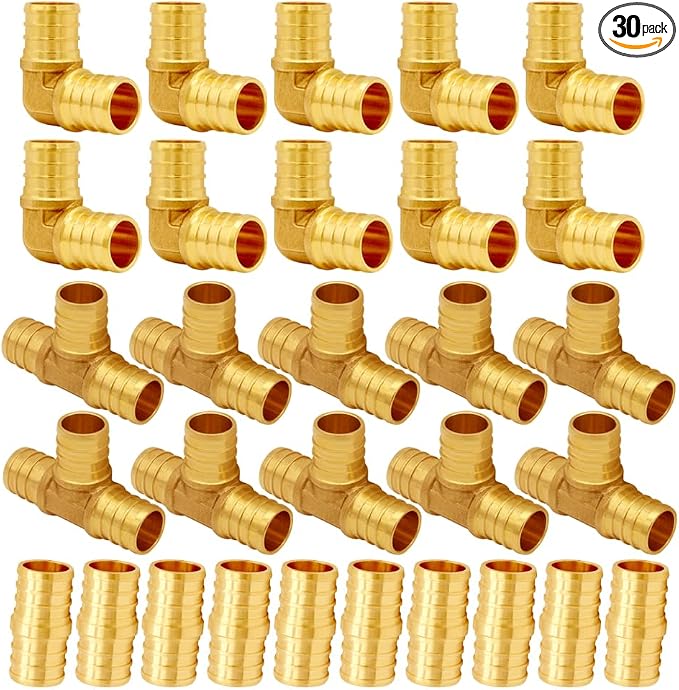 Uenede Brass 1/2 Inch PEX Coupling Crimp Pipe Tube Fitting Kit by Uenede