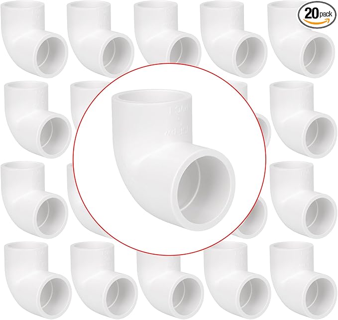 20 Pack 3/4" 90 Degree Elbow Pipe Fittings 2 Way Right Angle PVC Pipe Fitting by Lswteiz