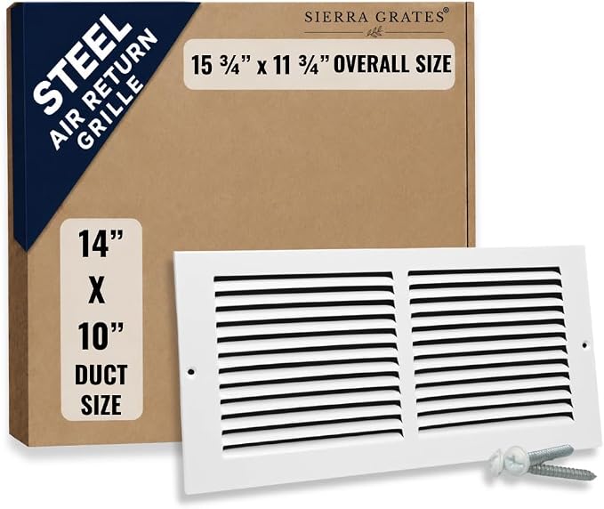 14 x 10 Inch Return Air Vent Cover, Solid Steel HVAC Grille by SierraGrates