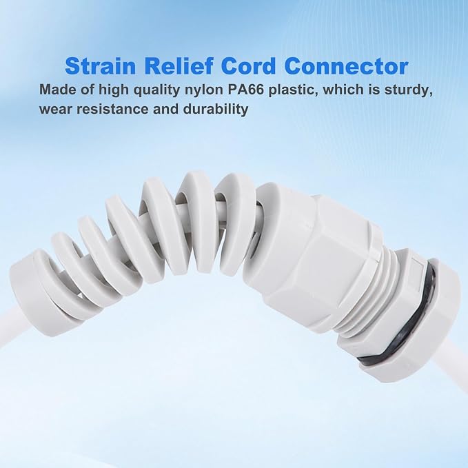 5Pcs NPT 1/4" Flex Spiral Strain Relief Cord IP68 Waterprood Cable Gland Nylon - Image 4