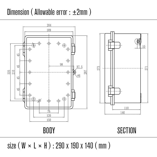 ABS Junction Box Hinged Cover Stainless Steel Latch IP67 Waterproof Plastic - Image 7