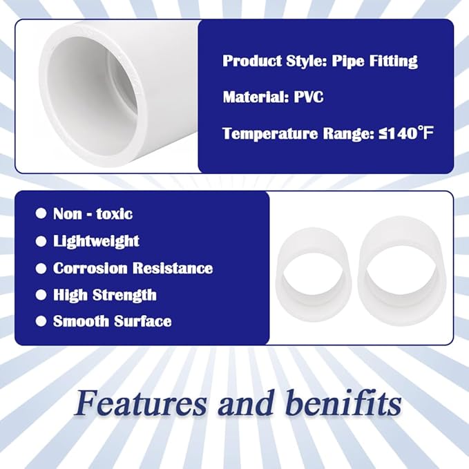 2PCS 1-1/4 Inch PVC Pipe Coupling Adapter Pipe Fitting Connectors Socket x - Image 3