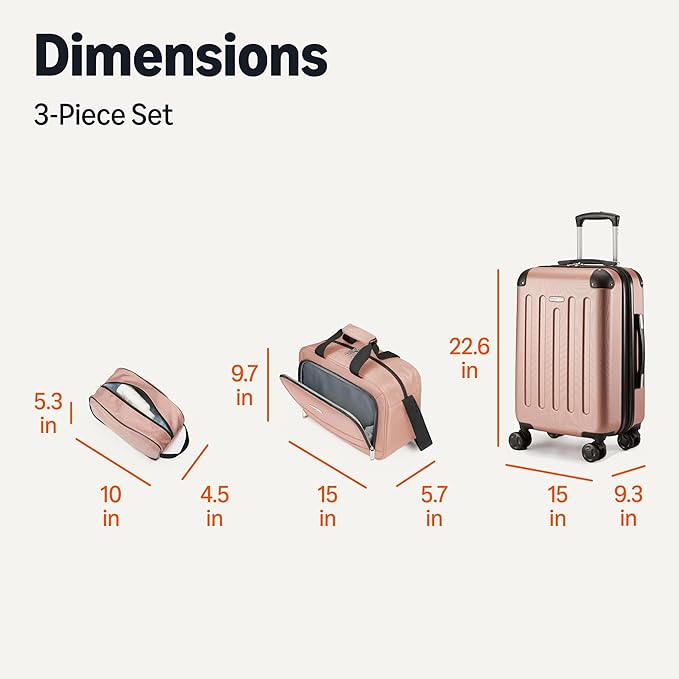 Amazon Basics 3-Piece Luggage Set, Including One Carry-On Luggage, One 15-inch - Image 6