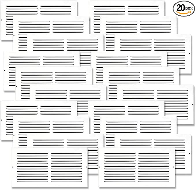 14x06 Air Return Vent Cover, Solid Steel White, 20 Pack by SierraGrates