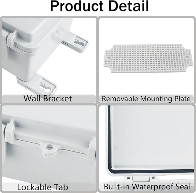 Junction Box, Hinged Grey Cover IP67 Waterproof ABS Project Box - Image 4